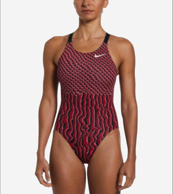 NikeHydraStrongDrippyCheckLadiesFastbackOnePiece-UniversityRed