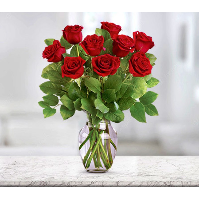 Long Stemmed Red Roses - 9 Roses