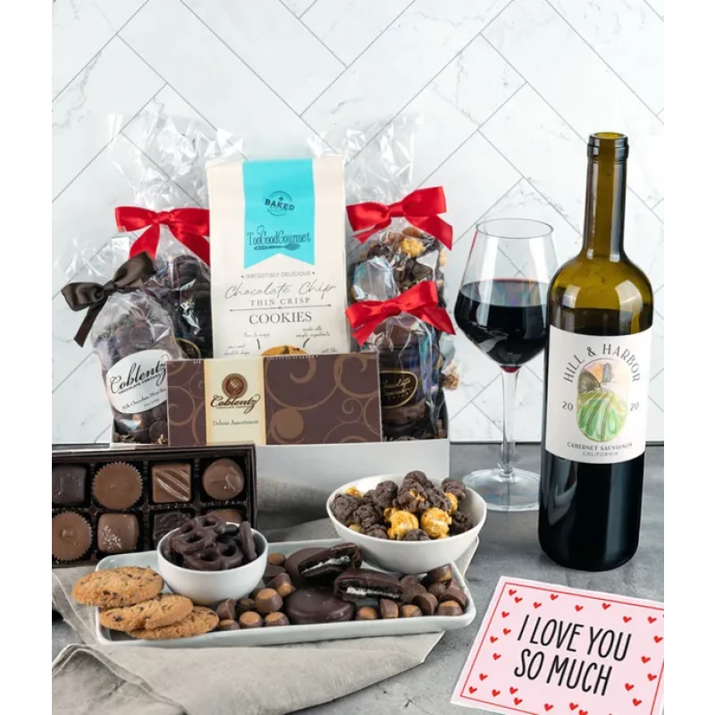I Love You! Gourmet Chocolate & Wine Indulgence Gift Box - California Red Wine