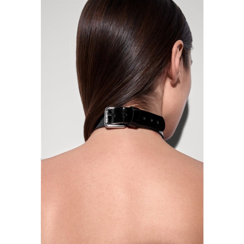 Kelly Lacquer Leather Choker in Black