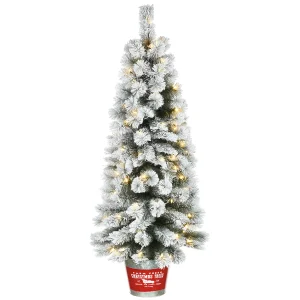5 ft. Pre-Lit Snowy Pogue Pine Slim Tree with LED Lights, Plug-In