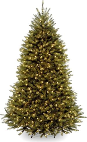 National Tree Company 6 ft Pre-Lit Dunhill Fir Artificial Christmas Tree, 600 Clear Lights, 1,430 Tips, Includes Stand, Green