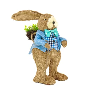 10 in. Male Bunny in Blue Coat Table Decoration