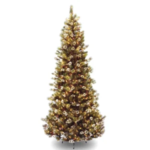 10 ft. Glittery Pine Slim Tree with 750 Clear Lights