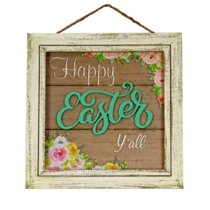 10 in. Happy Easter Y'all Hanging Wall Sign Decoration