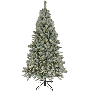 9 ft. Pre-Lit Snowy Harwich Tree with PowerConnect Dual Colored LED Lights, Plug-In