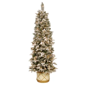 6 ft. Pre-Lit Frosted Colonial Slim Half Tree with Clear Lights, Plug-In