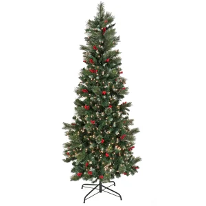 7.5 ft. Pre-Lit Meadowlark Pencil Tree with Clear Lights, Plug-In