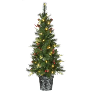 5 ft. Pre-Lit Buzzard Pine Slim Tree with LED Lights, Plug-In
