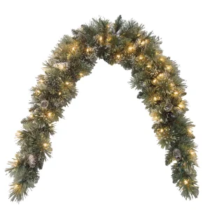 6 ft. Pre-Lit Glittery Bristle Pine Mantel Swag with Clear Lights, Plug-In