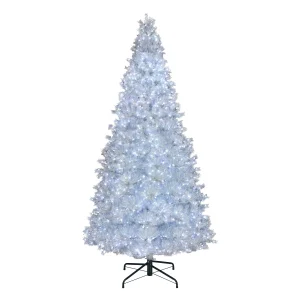 10 ft. Pre-Lit Crystal Pine Hinged Tree with RGB Lights, Plug-In