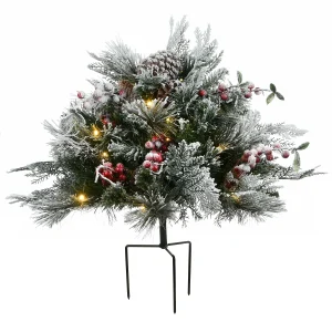 18 in. Pre-Lit Snowy Bedford Urn Filler with LED Lights