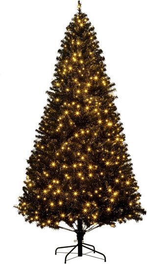 HOMCOM 6' Tall Prelit Christmas Tree Douglas Fir Artificial Christmas Tree with Realistic Branches, 250 Warm White LED Lights and 1000 Tips, White