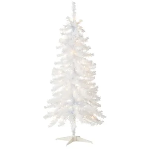 4 ft. Pre-Lit Tinsel Collection White Iridescent Tree with Clear Lights, Plug-In