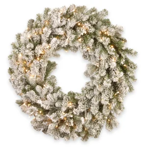 24 in. Pre-Lit Snowy Sheffield Spruce Wreath with Twinkly LED Lights, Plug-In