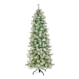 7.5 ft. Pre-Lit Snowy Bottle Brush Slim Tree with Clear Lights, Plug-In
