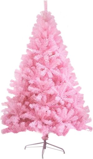 CCINEE 6ft Pink Artificial Christmas Tree, 700 Branch Tips Hinged Spruce with Metal Stands, Easy Assembly, for Xmas Holidy Home Party Decoration