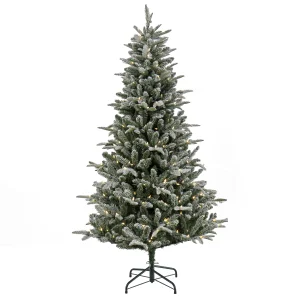 6 ft. Pre-Lit Snowy Libby Fir Tree with LED Lights, Plug-In