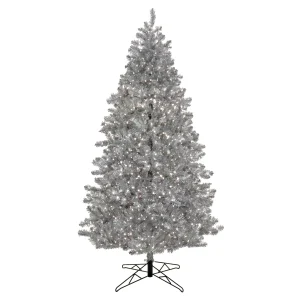 7.5 ft. Pre-Lit Christmas Matt Silver Metallic Tree, Plug-In
