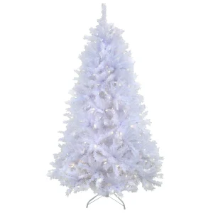 6.5 ft. Pre-Lit Millville White Tree with PowerConnect Dual Color LED Lights, Plug-In