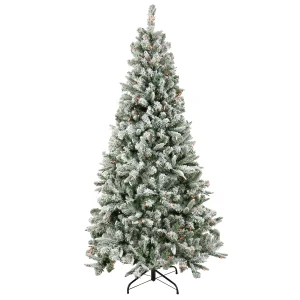 6.5 ft. Pre-Lit Snowy Mixed Pine Tree with Multicolor Lights, Plug-In