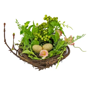 6 in. Blossom Bird's Nest Table Decoration Decorated with Easter Eggs