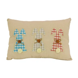 18 in. by 10 in. Plaid Easter Bunnies Decorative Pillow