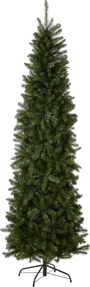 National Tree Company 6.5 ft Unlit Kingswood Fir Slim Artificial Christmas Tree, 719 Tips, Includes Stand, Green