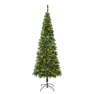 7.5 ft. Pre-Lit Linden Spruce Slim Tree with LED Lights, Plug-In