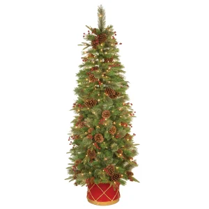 6 ft. Pre-Lit Colonial Collection Slim Tree with Clear Lights, Plug-In