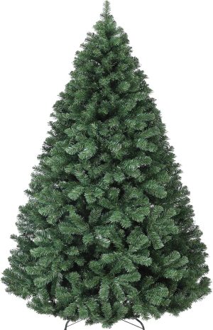 6FT Prelit Fluffy Noble Fir Artificial Christmas Tree with 500 Multicolor Lights& 9 Modes, Hinged Branches& 1400 Tips, Artificial Christmas Tree Includes Stand with Foot Switch for Holiday Home Decor