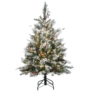 4.5 ft. Pre-Lit Snowy Bedford Pine Tree with Clear Lights, Plug-In