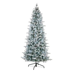 7.5 ft. Pre-Lit Snowy Comet Slim Blue Tree with LED Lights, Plug-In