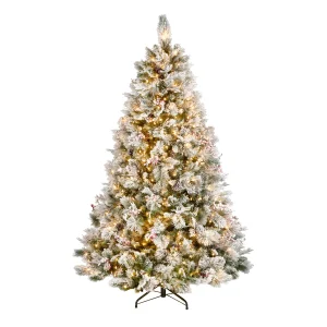 7.5 ft. Pre-Lit Snowy Bedford Pine Tree with Clear Lights
