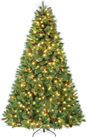 Best Choice Products 6ft Pre-Lit Scotch Pine Christmas Tree, Premium Pre-Decorated Artificial Holiday Decor w/ 946 Branch Tips, 2-in-1 White and Multicolor LED Lights, Cordless Setup