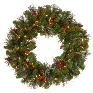24 in. Pre-Lit Crestwood Spruce Wreath with Twinkly LED Lights, Plug-In