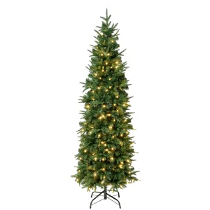 6 ft. Pre-Lit Duxbury Feel Real Slim Tree with LED Lights, Plug-In